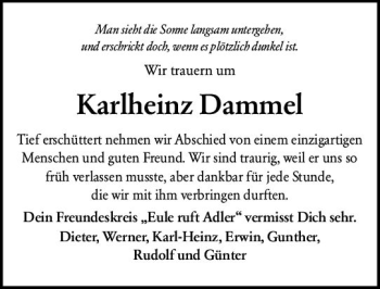 Traueranzeige von Karlheinz Dammel von vrm-trauer
