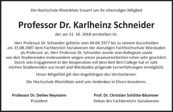 Traueranzeige von Karlheinz Schneider von vrm-trauer