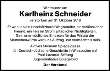 Traueranzeige von Karlheinz Schneider von vrm-trauer