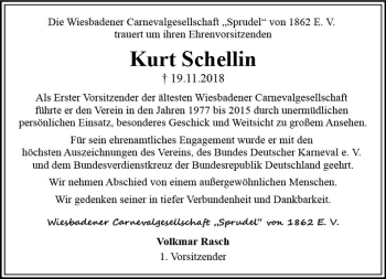 Traueranzeige von Kurt Schellin von vrm-trauer
