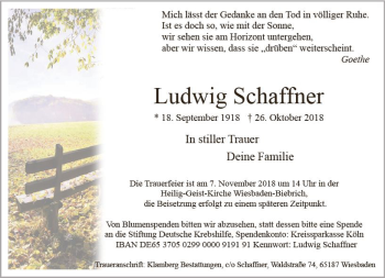 Traueranzeige von Ludwig Schaffner von vrm-trauer