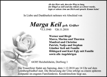 Traueranzeige von Marga Keil von vrm-trauer