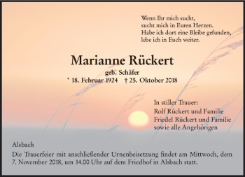 Traueranzeige von Marianne Rückert von vrm-trauer