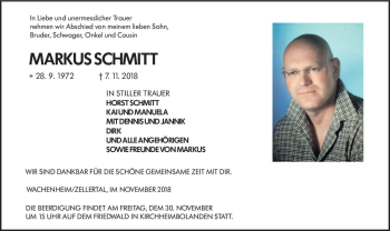 Traueranzeige von Markus Schmitt von vrm-trauer