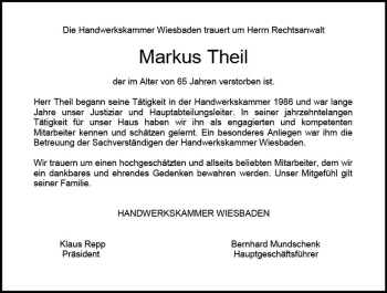 Traueranzeige von Markus Theil von vrm-trauer