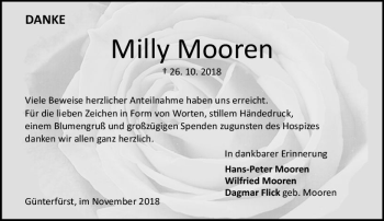 Traueranzeige von Milly Mooren von vrm-trauer
