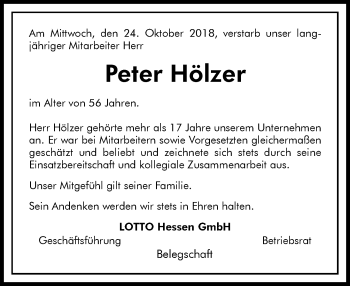 Traueranzeige von Peter Hölzer von vrm-trauer
