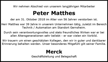 Traueranzeige von Peter Matthes von vrm-trauer