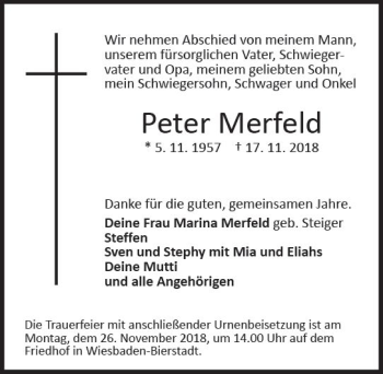 Traueranzeige von Peter Merfeld von vrm-trauer