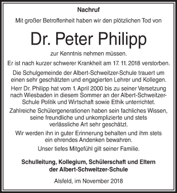 Traueranzeige von Peter Philipp von VRM Trauer