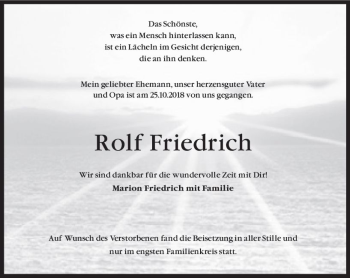 Traueranzeige von Rolf Friedrich von vrm-trauer