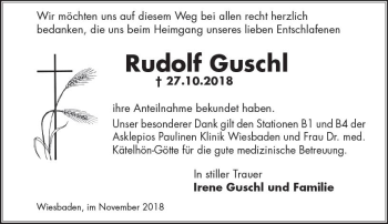Traueranzeige von Rudolf Guschl von vrm-trauer