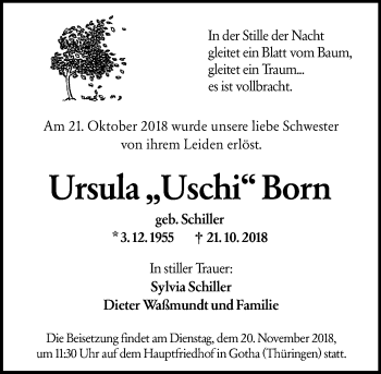 Traueranzeige von Ursula Born von vrm-trauer