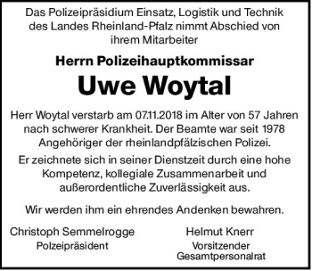Traueranzeige von Uwe Woytal von vrm-trauer