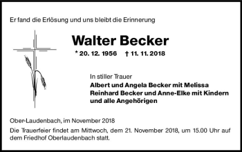 Traueranzeige von Walter Becker von vrm-trauer