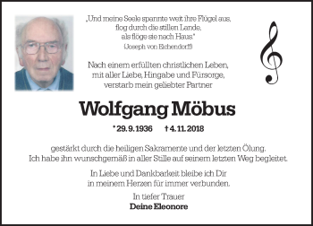 Traueranzeige von Wolfgang Möbus von  Kreisanzeiger