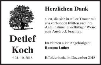 Traueranzeige von Detlef Koch von  Kreisanzeiger