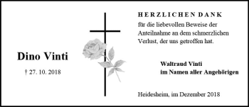 Traueranzeige von Dino Vinti von vrm-trauer