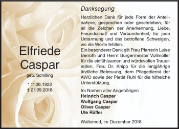 Traueranzeige von Elfriede Caspar von VRM Trauer