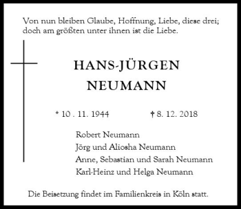 Traueranzeige von Hans-Jürgen Neumann von vrm-trauer
