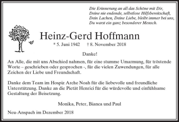 Traueranzeige von Heinz-Gerd Hoffmann von  Usinger Anzeiger