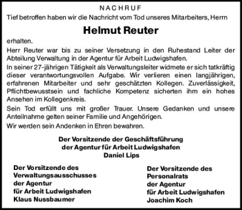 Traueranzeige von Helmut Reuter von vrm-trauer