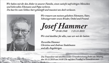 Traueranzeige von Josef Hammer von vrm-trauer