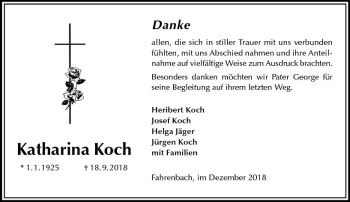 Traueranzeige von Katharina Koch von vrm-trauer