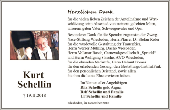Traueranzeige von Kurt Schellin von vrm-trauer