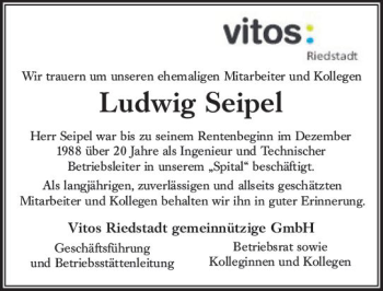 Traueranzeige von Ludwig Seipel von vrm-trauer