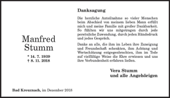 Traueranzeige von Manfred Stumm von vrm-trauer