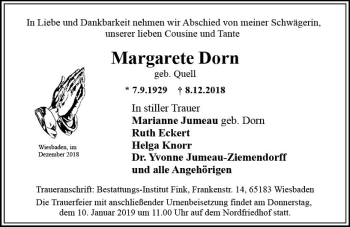 Traueranzeige von Margarete Dorn von vrm-trauer