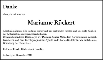 Traueranzeige von Marianne Rückert von vrm-trauer