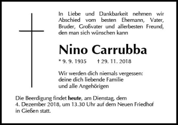 Traueranzeige von Nino Carrubba von  Gießener Anzeiger