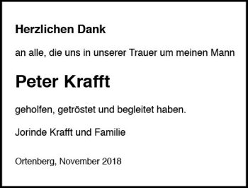 Traueranzeige von Peter Krafft von  Kreisanzeiger