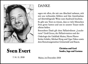 Traueranzeige von Sven Evert von vrm-trauer