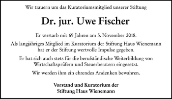 Traueranzeige von Uwe Fischer von vrm-trauer