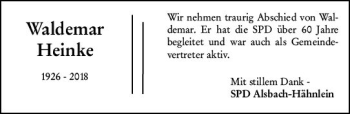 Traueranzeige von Waldemar Heinke von vrm-trauer