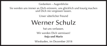 Traueranzeige von Werner Schulz von vrm-trauer