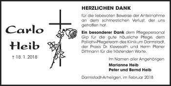 Traueranzeige von Carlo Heib von Trauerportal Rhein Main Presse
