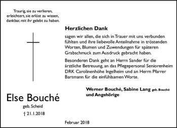 Traueranzeige von Else Bouche von Trauerportal Rhein Main Presse