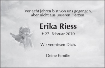 Traueranzeige von Erika Riess von  Gießener Anzeiger
