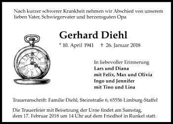 Traueranzeige von Gerhard Diehl von Trauerportal Rhein Main Presse