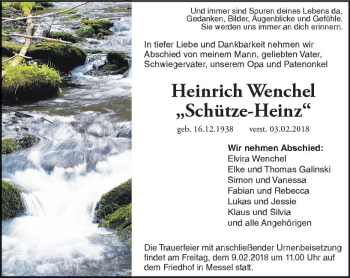 Traueranzeige von Heinrich Wenchel von Trauerportal Rhein Main Presse