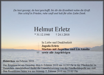Traueranzeige von Helmut Erletz von  Camberger Anzeiger