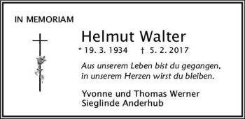 Traueranzeige von Helmut Walter von Trauerportal Rhein Main Presse