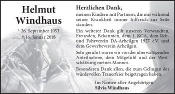 Traueranzeige von Helmut Windhaus von Trauerportal Rhein Main Presse