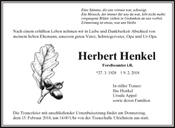 Traueranzeige von Herbert Henkel von VRM Trauer