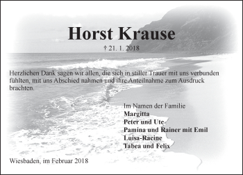 Traueranzeige von Horst Krause von Trauerportal Rhein Main Presse