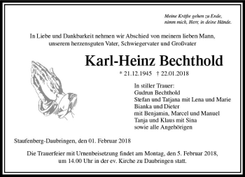 Traueranzeige von Karl-Heinz Bechthold von  Gießener Anzeiger